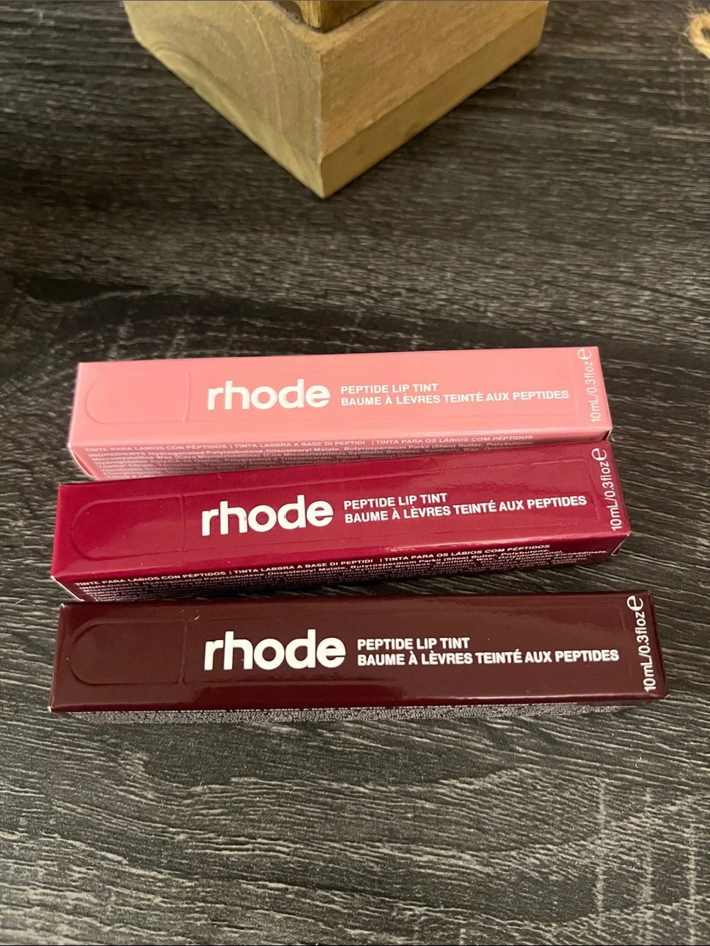 RHODE Peptide Lip Tint Trio  expresso, raspberry jelly & ribbon BNIB
